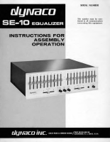 Dynaco SE-10 - Owners Manual